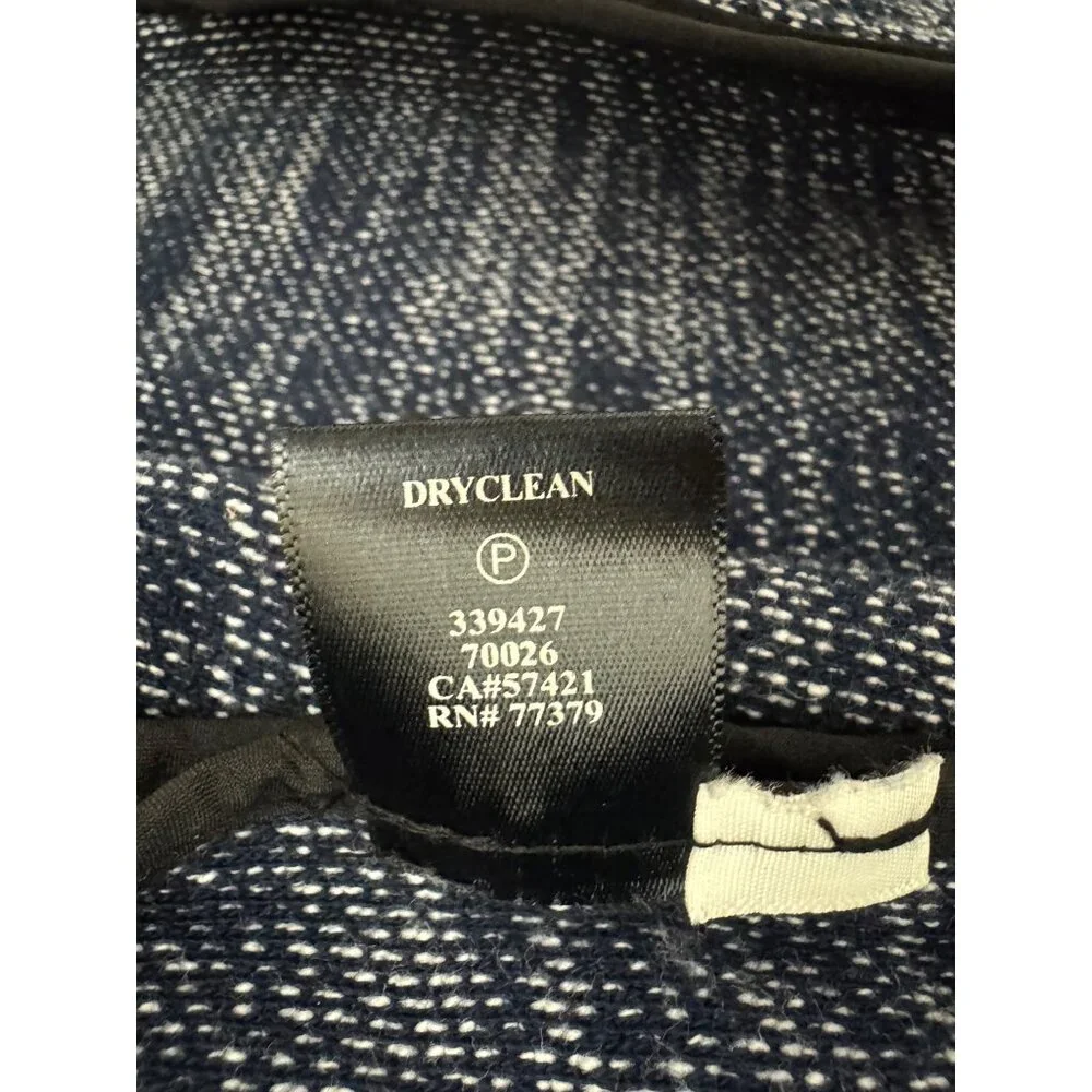 Ann Taylor Open‎ Front Blue Tweed Knit Blazer Jacket w/Pockets Size S Cardigan